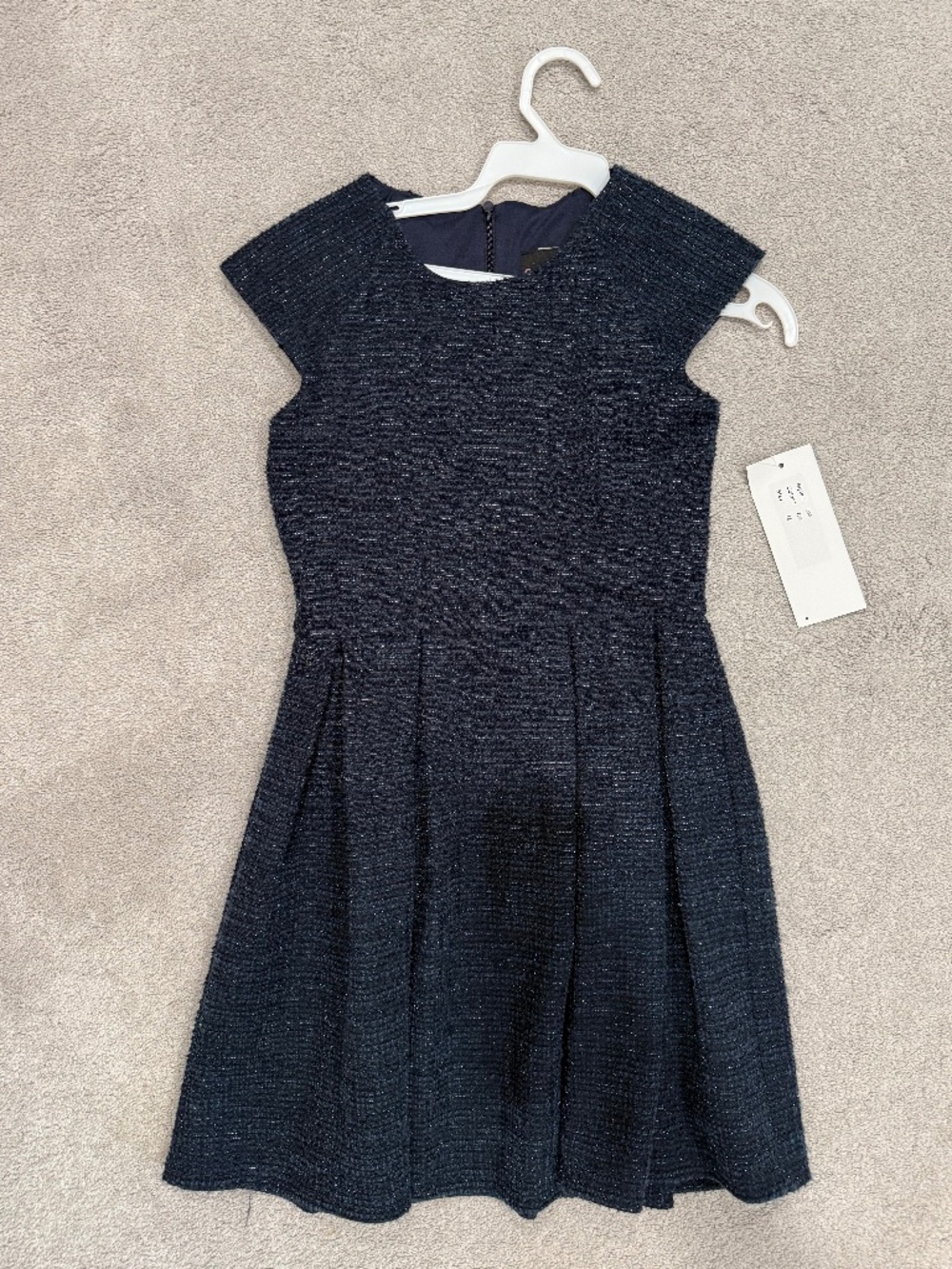 NWT By Debra Navy Sparkle Pleated A Line Dress